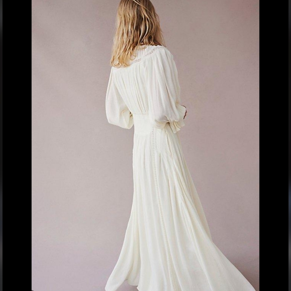 Free People Ivory Button-Front Maxi Dress - Picture 3 of 8
